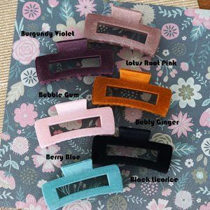 Large Velvet Flocking Solid Color Rectangle Hair Claw Hair Clip  (6 Multi-color)